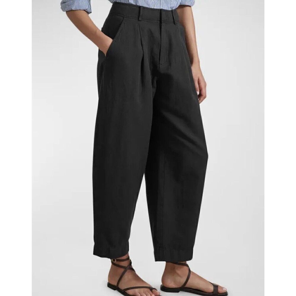 Smythe High Waisted Cropped Rayon Trousers Slack Pants In Black Women’s 4/28